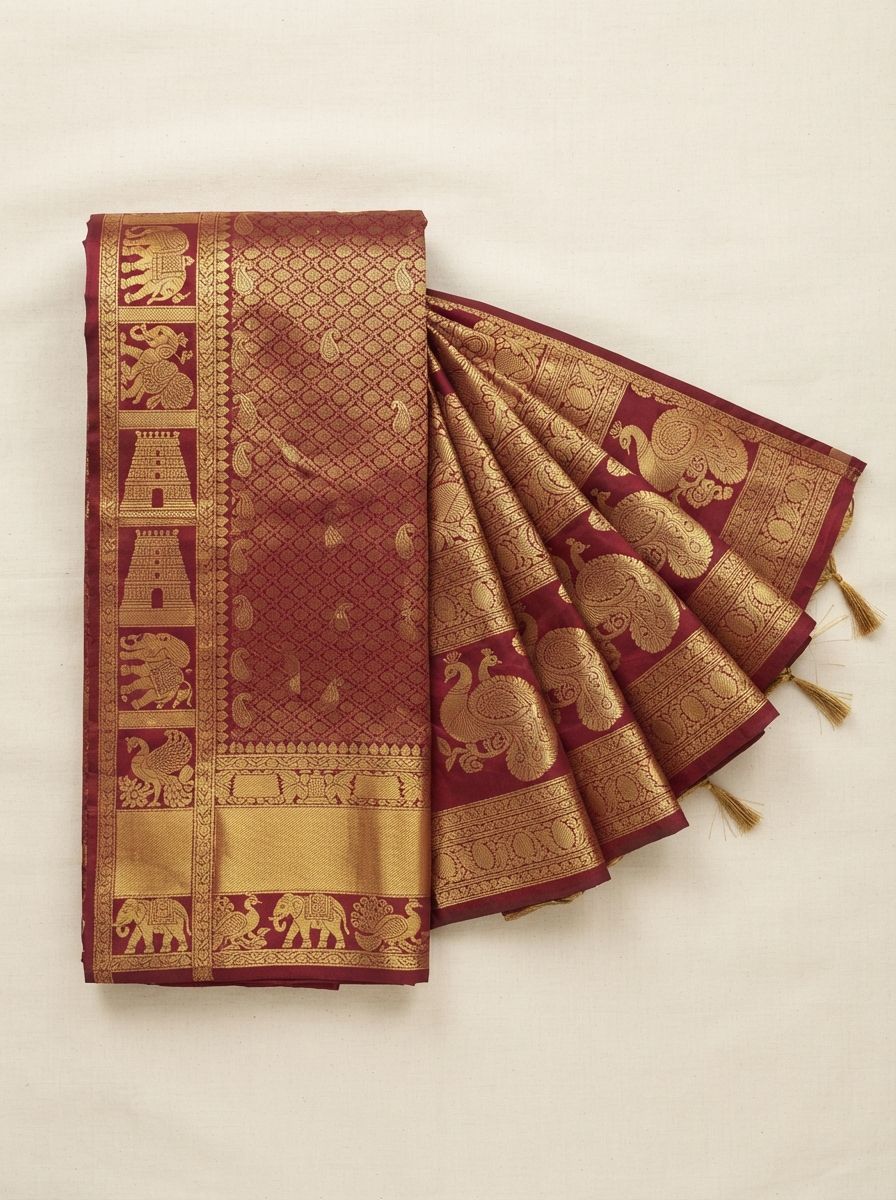Kanchipuram silk saree from the shelf
